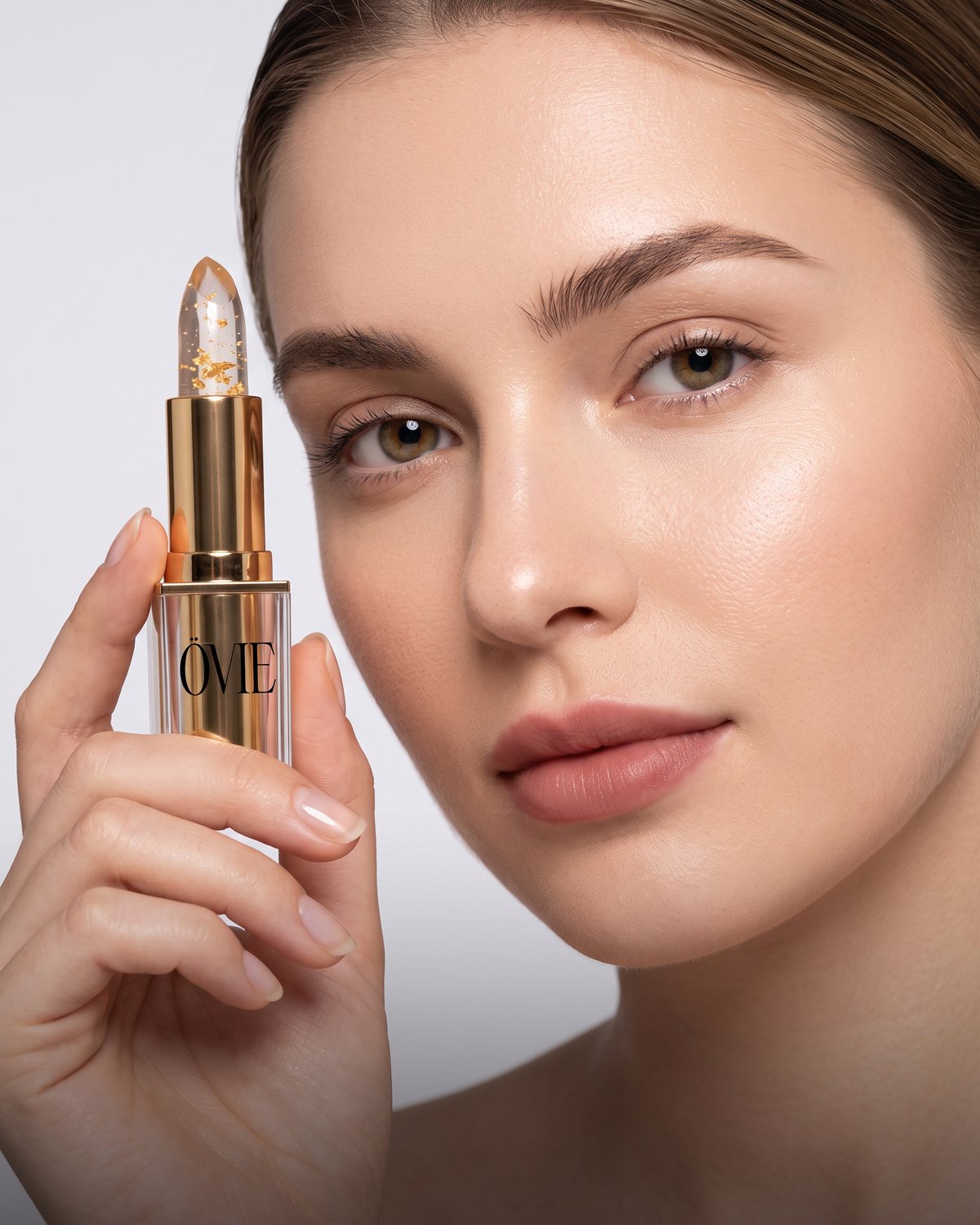 Woman wearing the ÖVIE Signature Lipstick